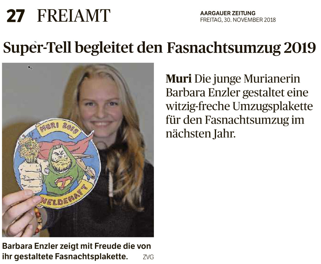 Super-Tell begleiten den Fasnachtsumzug 2019